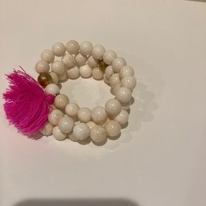 3 White Beaded Bracelet
